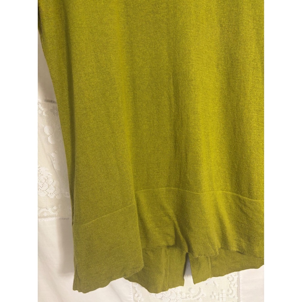 Silk Cashmere Blend Chartreuse Green‎ Boho Chic Button Front Cardigan Size L - Picture 14 of 14